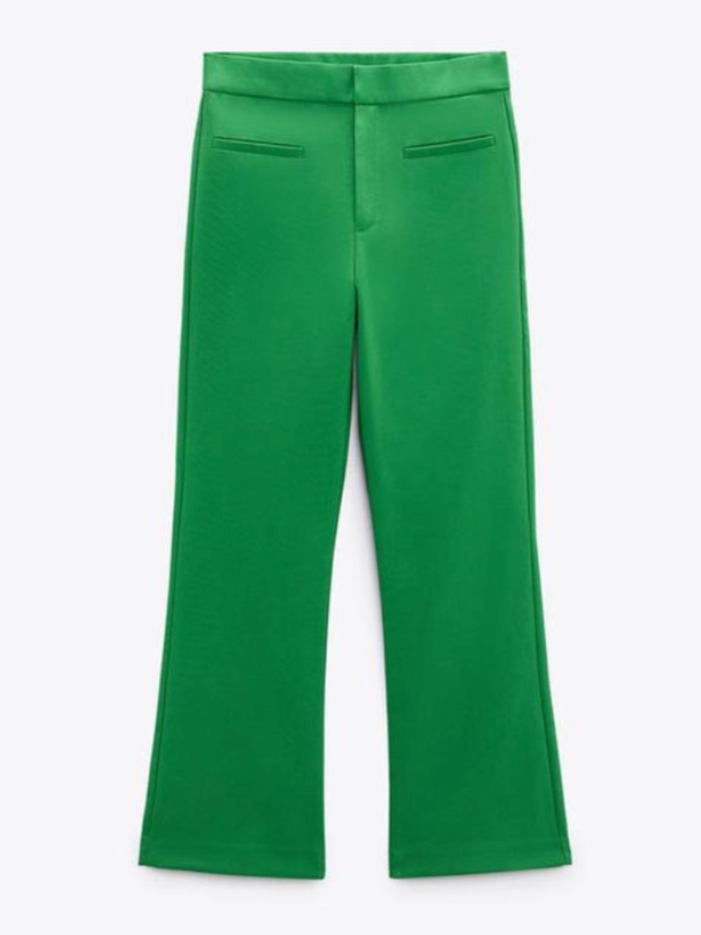 Zara retro intense green flare cropped pants made in Europe NWT